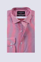White & Red Stripe Men's Dress Shirt